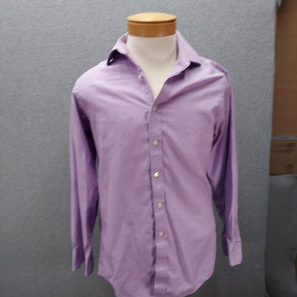Michael Kors Mens Shirt Size 15 32/33 Button Up Long Sleeve Purple Stripe - Picture 1 of 5